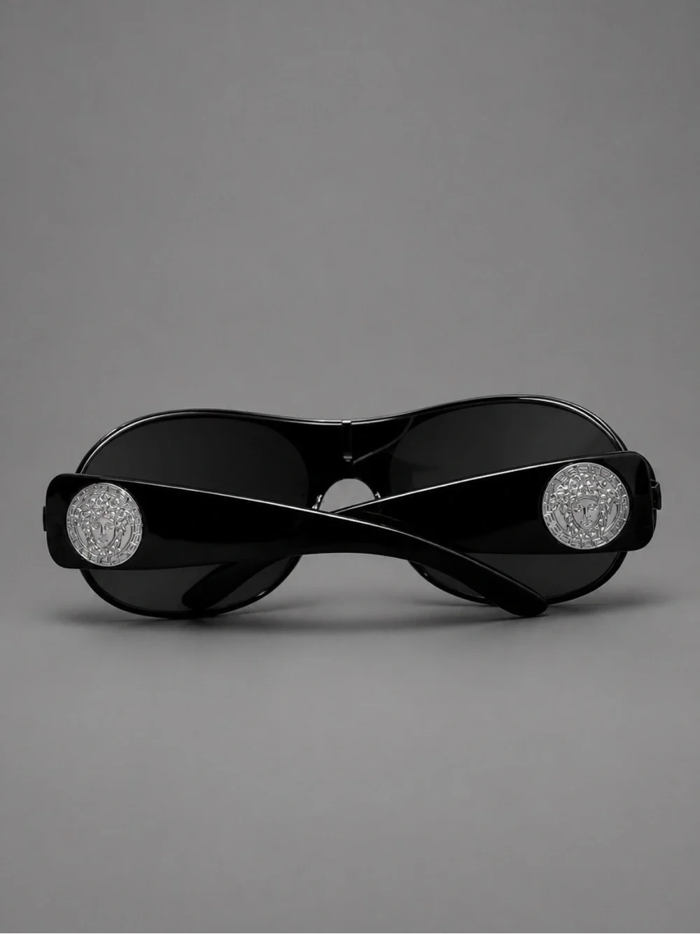 Versace Black Gradient Aviator Sunglasses with Silver Medusa Accent
